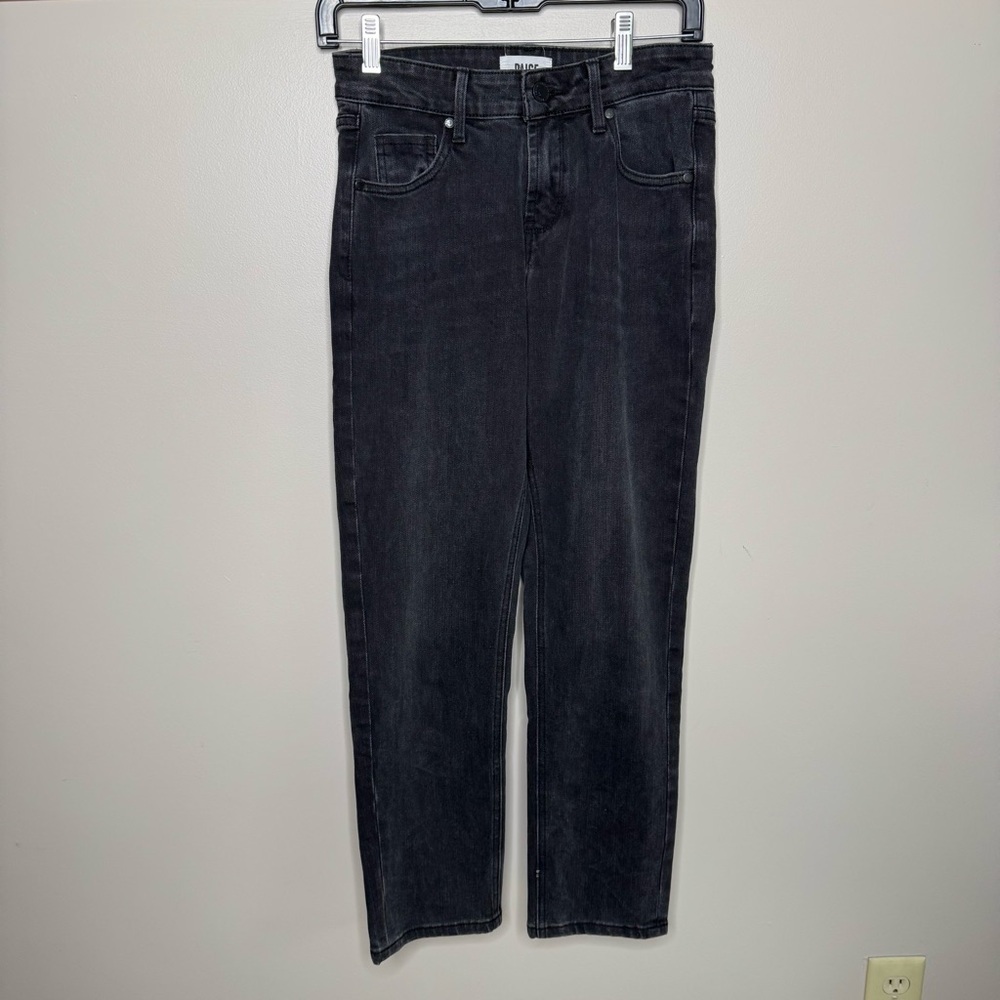 PAIGE high rise straight leg black Denim Jeans 27